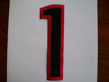 Nr. 1 schwarz rot, Bügelbild Stoff Zahl 24,8cm, zum Aufbügeln Tricot   Aufnäher 