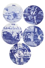 Winterling Bavaria Sammelteller Jahres-Serie 1977-1981 Landleben Blau 5 Stück