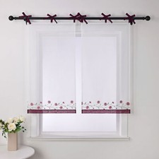 Scheibengardine mit Schlaufen 1 Stück Weiß Bistrogardine Küchengardinen Voile