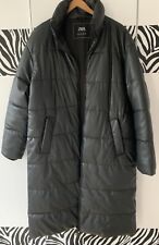 Zara XS S M 34 36 38 40 Top Kunstleder Mantel Schwarz Jacke Winter Hippie