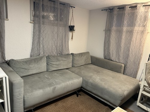 Graues samt ecksofa mit - samt,