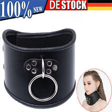 PU Leder Halskragen Manschetten Halskrause mit O-Ring Bondage Korsett Cosplay SM