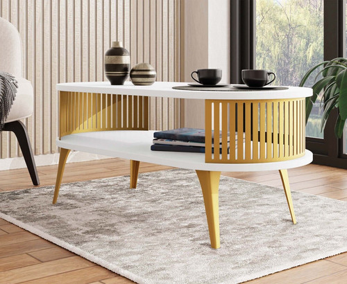Couchtisch liror gold oval - couchtisch,