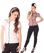 SugarShock Katka 50s retro Diner Vintage Style Rockabilly Bluse schlicht