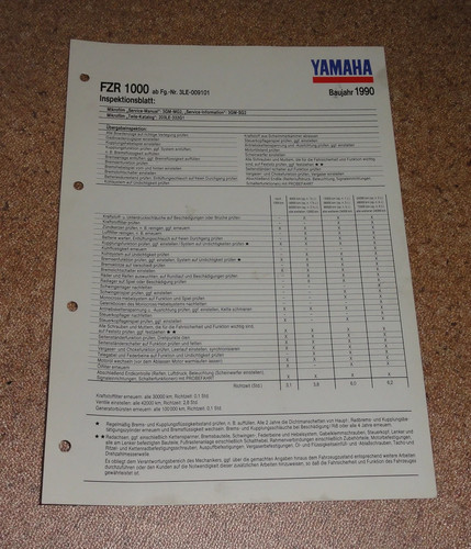 Inspektionsblatt yamaha fzr - yamaha,