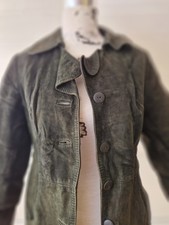 Retro/ Vintage Lederjacke, Echt Wildleder, Größe 36, dunkelgrün, Damen