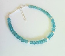 Blautopas Edelstein Armband. Sterlingsilber, Silber 925, Anpassbar, Modern, Neu