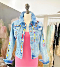 Boho Jeansjacke mit Stickerei