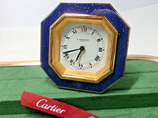 Cartier Tischwecker Emaille-Blau, mech. 8-Tage Werk