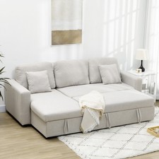 HOMCOM Ecksofa mit Bettfunktion, Eckcouch inklusive 2er-Sitz Sofa, Einzelbett