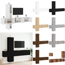 Wohnwand mit LED-Beleuchtung Schrankwand Anbauwand 5-tlg. Holzwerkstoff DE