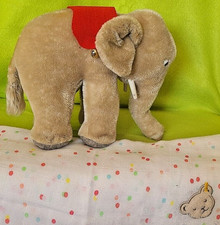 Steiff 0500/17 Elefant Mohairplüsch grau rote Satteldecke mGlöckchen 17cm schön!