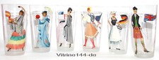 6 Gläser VILLEROY& BOCH Trinkgläser Figuren in typischer Landestracht handgemalt