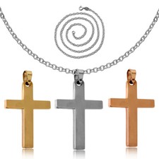 Kette 925 Sterling Silber Halsketten + Anhänger Kreuz Stahl Damen Herren Schmuck