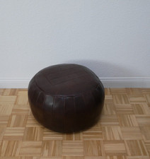 Vintage Pouf  Sitzhocker Lederpouf Leder braun 60er - Hocker 55 cm