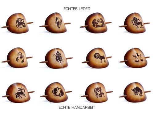 Leder haarspangen sternzeichen - haarspangen,