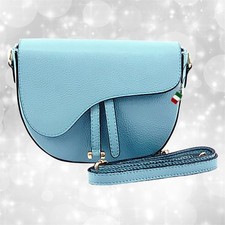 Tasche hellblau Leder mittel