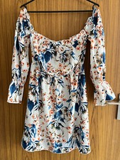 Damen Sommer Blumen Kleid Kurzkleid Langarm Shein Mehrfarbig Gr. S