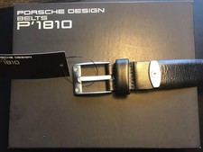 Porsche Design Gürtel Schwarz Leder mit Silberner Schnalle - Belt P'1810