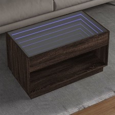 Couchtisch Wohnzimmertisch Sofatisch mit LED Beleuchtung Stehtische Holz & Glas