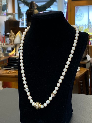 Collier perlenkette gelbgold - collier,
