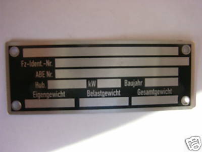 Typenschild für motorräder - typenschild,