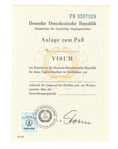 Original ddr visum anlage - visum, zum