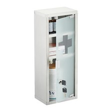 Medizinschrank 3 Fächer Edelstahl Milchglas Medikamentenschrank HBT 45x18x12c...