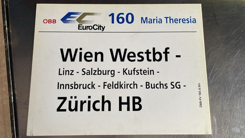 Eurocity 160 zuglaufschild - ec,