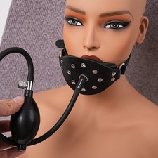 BDSM aufblasbarer Gag PU Leder Mund Gag Ball Sklave für Paare Sklave Spiel DE💕