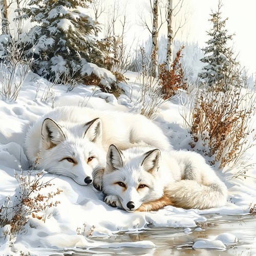 Wandbild füchse polarfuchs - wandbild,