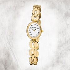 Regent Stahl Damen Uhr F-968 Quarzuhr Armband gold URF968