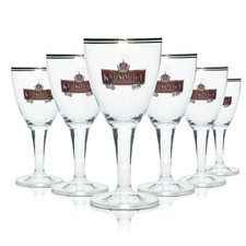 6x Krusovice Glas 0,3l Bier Pokal Kelch Gläser Goldrand Czeck Dunkel Schwarzes