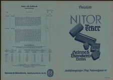 BERLIN, Preisliste 1939, Heintze & Blanckertz Stahl-Feder-Fabrik Nitor Teker