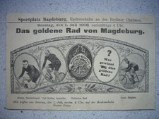 272) Postkarte 1906 MAGDEBURG - Radrennen "Das goldene Rad", FAHRRAD Radrennbahn
