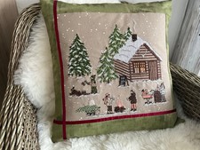Gr. Kissenh. handbestickt- 🎄WINTERWEIHNACHTSWALD - LKE - ACUFACTUM🛷🌨️