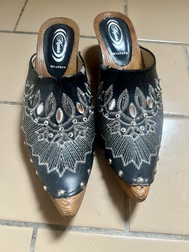 Western mules mit - western, stickerei