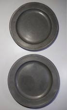 2 x antiker Zinnteller mit