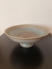 Keramik Schale Schüssel auf Fuß graublau Vintage