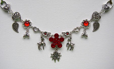 Dirndl Charivari Kette Rote Blume Strass Hirsch Edelweiß Herz Oktoberfest Wasen