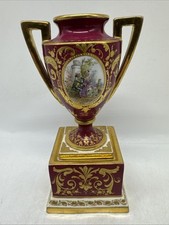 Antike, prunkvolle Henkelvase, Dresden Malerei & Vergoldung M.4.
