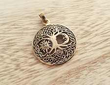 Keltischer Anhänger Lebensbaum Sonne und Mond Bronze plus Lederband Baum Kelten