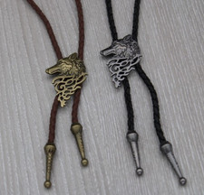 Halskette Herrenkette Männerkette Kunstlederkette silberfarben goldfarben Wolf