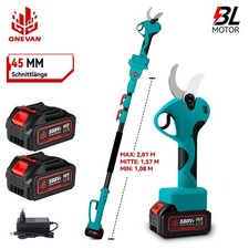 2-in-1 Teleskop Akku Astschere 45mm Gartenschere Astsäge Stschneider mit Stange