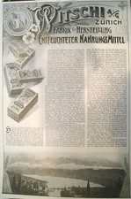 Originalwerbung Reklame Witschi Zürich Fabrik Nahrungsmittel XXL 1909