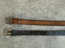 2 Gürtel Vanzetti Blau Metallic, Cowboysbelt Braun Nubuk  Weite85 CM Echt Leder