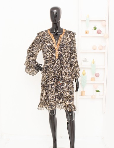 Hale bob kreppkleid blau - bob, blau/gelb