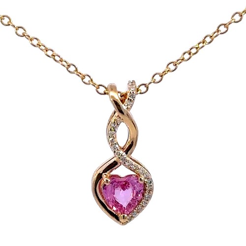 14k gelbgold herz rosa saphir - rosa,