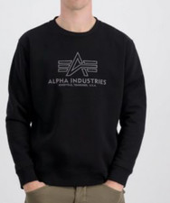 Alpha Industries Herren Sweater Sweatshirt Pullover Langarm Schwarz Gr. XS