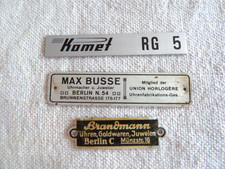 etiketten schilder firmen blech komet  rg 5